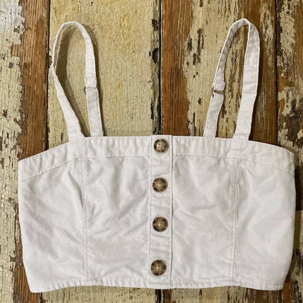 Abercrombie & Fitch Tank Women’s White Cropped Button Top Size M